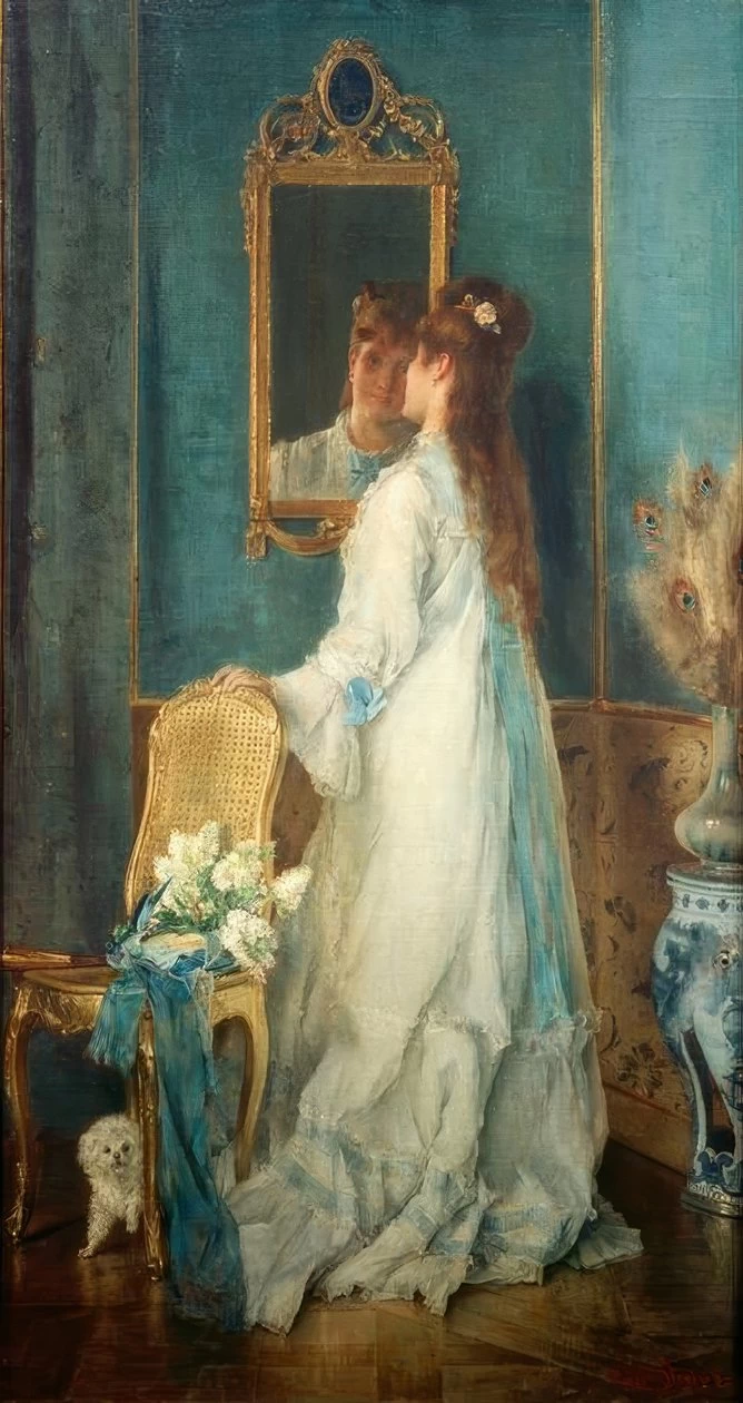 Alfred Émile Stevens - 149, Ragazza davanti allo specchio, Amsterdam, Museo Van Gogh